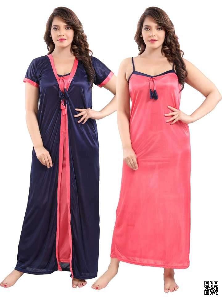 naaitti-2-paartt-saattin-uprer-gaaun-1 (5) 2 part Secret Nighty Comfortable Sexy nightwear for women -Maxi - Image 1